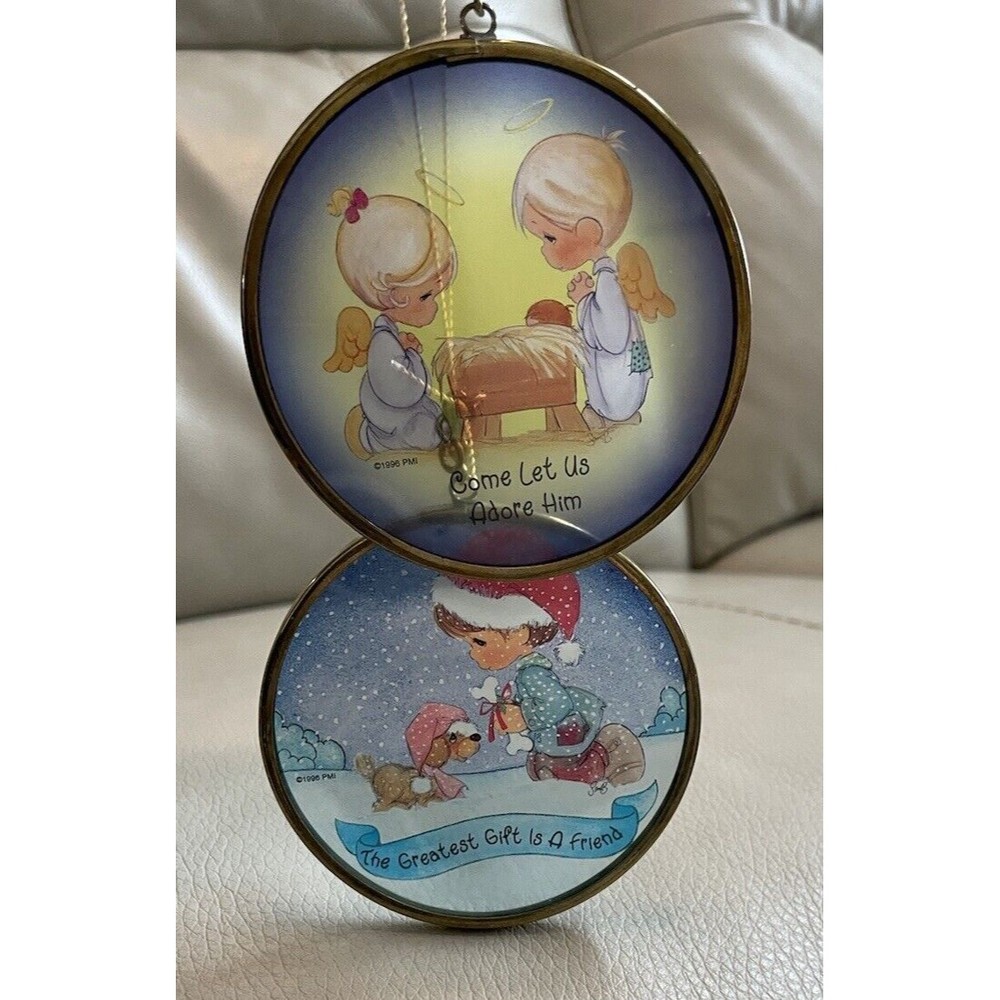 Precious Moments Christmas Ornament 1996 Sun Catcher Angel Manger Friend Enesco